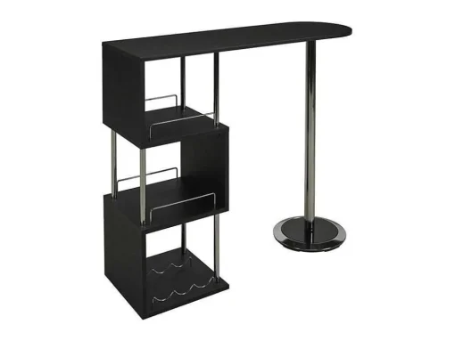 Móvel Para Bar Aliseto - Mdf E Metal Cromado - Preto