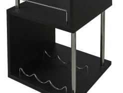Móvel Para Bar Aliseto - Mdf E Metal Cromado - Preto