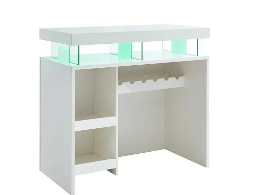 Móvel Para Bar Fabio - Mdf Lacado Branco - Leds