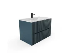 Móvel Suspenso De Casa De Banho Com Lavatório Embutido Listra Azul 80 Cm - Pavani