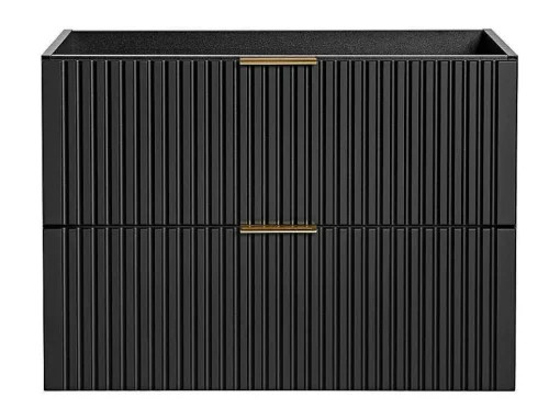 Móvel Suspenso Estriado Para Lavatório Preto C80 Cm - Zevara