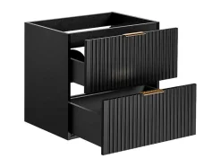 Móvel Suspenso Estriado Para Lavatório Preto C60 Cm - Zevara