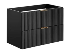 Móvel Suspenso Estriado Para Lavatório Preto C80 Cm - Zevara