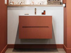 Móvel Suspenso Para Colocar Sob O Lavatório Estriado Terracota 80 Cm - Pavani