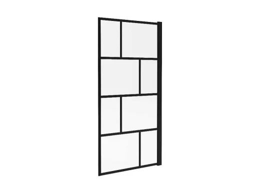 Painel De Banheira Giratorio Estilo Industrial 80X140 Cm Preto Mate Vidro - Rivanon