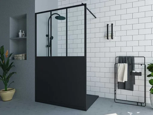 Painel De Duche A Italiana Preto Mate Estilo Atelier 120 X 200 Cm - Urbanik