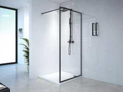 Painel De Duche Estilo Italiano 100X200 Cm Preto Mate Vidro Temperado - Amberi