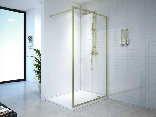Painel De Duche Estilo Italiano 120X200 Cm Dourado Vidro Temperado - Amberi