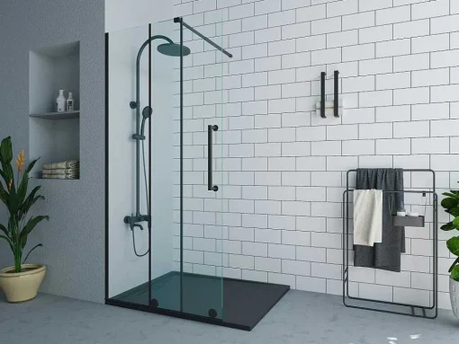 Painel De Duche Estilo Italiano Com Porta De Correr Em Metal Preto Mate Estilo Industrial 120 X 200 Cm - Yorem