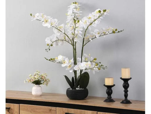 Planta Artificial Orquidea Com Vaso Em Cimento A.65 X L.54 Cm Branco - Tara