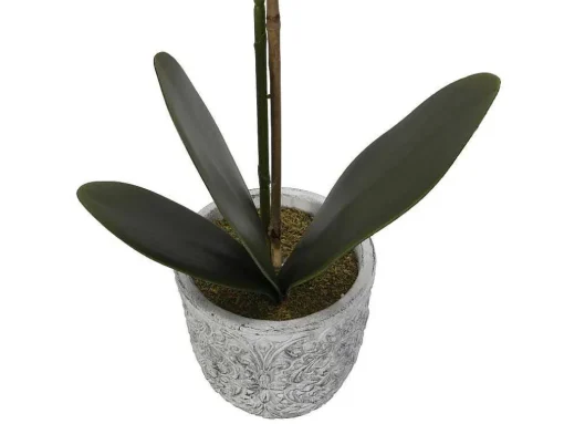 Planta Artificial Orquidea Com Vaso Em Cimento A.60 Branco - Flora