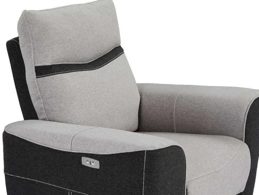 Poltrona Articulada Elétrica Em Tecido Cinzento E Antracite - Damon
