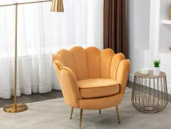 Poltrona Em Veludo Cor Amarelo Mostarda - Dandelion De Pascal Morabito