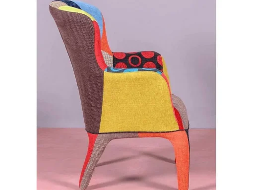 Poltrona Vintage Estofada Em Tecido Patchwork - Capitone - Retalhos