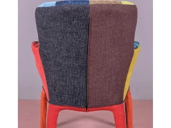 Poltrona Vintage Estofada Em Tecido Patchwork - Capitone - Retalhos