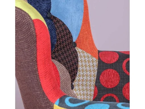 Poltrona Vintage Estofada Em Tecido Patchwork - Capitone - Retalhos