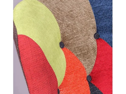 Poltrona Vintage Estofada Em Tecido Patchwork - Capitone - Retalhos