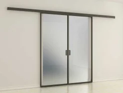 Porta De Correr Com Aplique Linci - A. 205 Cm X L. 83 Cm - Vidro Temperado