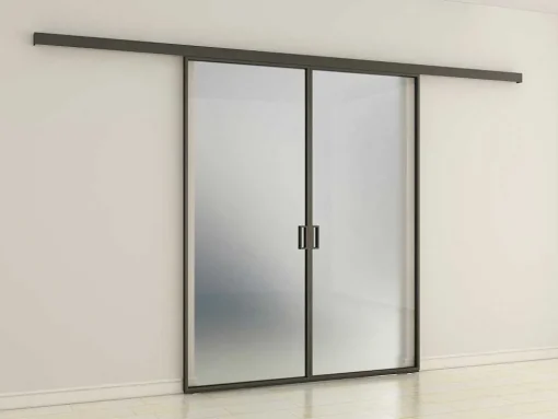 Porta De Correr Com Aplique Linci - A. 205 Cm X L. 83 Cm - Vidro Temperado