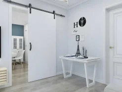 Porta De Correr Com Aplique Varin - A. 205 Cm X L. 83 Cm - Mdf + Pvc Branco