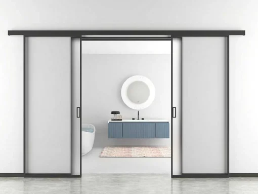 Porta De Correr Com Aplique Linci - A. 205 Cm X L. 83 Cm - Vidro Temperado