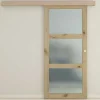 Porta De Correr Em Aplique Com 3 Vidros De A205 X C93 Cm Em Mdf Cor Madeira Natural - Acosta