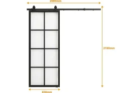 Porta De Correr Em Aplique A205 X L83 Cm Aluminio E Vidro Temperado Transparente - Wilden