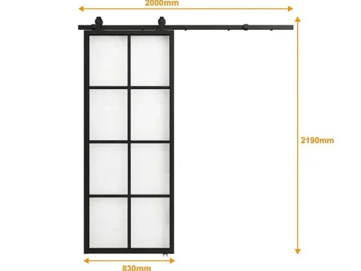 Porta De Correr Em Aplique A205 X L83 Cm Aluminio E Vidro Temperado Transparente - Wilden