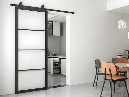 Porta De Correr Em Aplique De A205 Cm X L83 Cm Em Vidro Temperado E Aluminio - Sinca