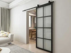 Porta De Correr Em Aplique A205 X L83 Cm Aluminio E Vidro Temperado Transparente - Wilden