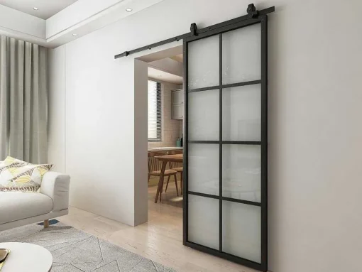 Porta De Correr Em Aplique A205 X L83 Cm Aluminio E Vidro Temperado Transparente - Wilden