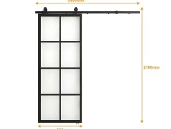 Porta De Correr Em Aplique A205 Cm X C83 Cm Em Aluminio E Vidro Temperado - Wilden