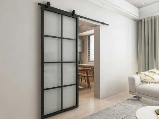 Porta De Correr Em Aplique A205 X L83 Cm Aluminio E Vidro Temperado Transparente - Wilden