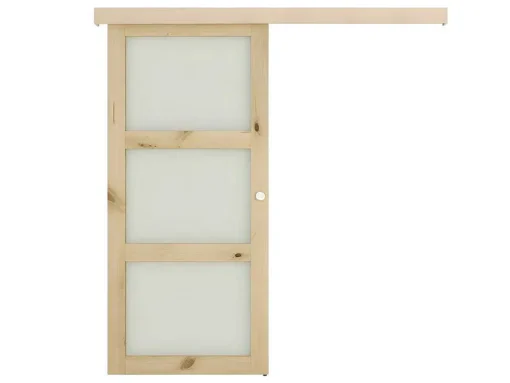 Porta De Correr Em Aplique Com 3 Vidros De A205 X C83 Cm Em Mdf Cor Madeira Natural - Acosta
