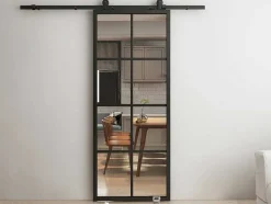 Porta De Correr Em Aplique A205 X L83 Cm Aluminio E Vidro Temperado Transparente - Wilden