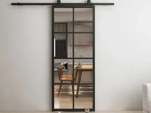 Porta De Correr Em Aplique A205 X L83 Cm Aluminio E Vidro Temperado Transparente - Wilden