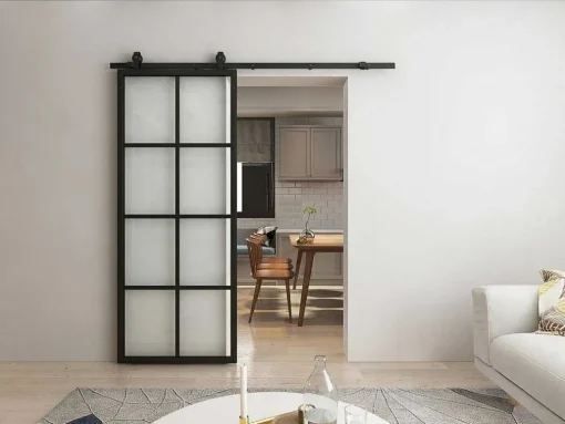 Porta De Correr Em Aplique A205 X L83 Cm Aluminio E Vidro Temperado Transparente - Wilden