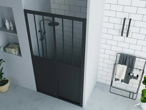 Porta De Duche De Correr Preto Mate Estilo Atelier 120 X 195 Cm - Urbanik