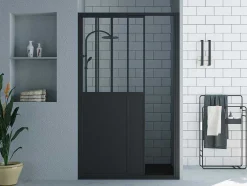 Porta De Duche De Correr Preto Mate Estilo Atelier 120 X 195 Cm - Urbanik
