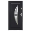Porta De Entrada Em Aco Envidracado Com Inox De A.207 X L.100 Cm Cor Antracite Com Abertura Para A Esquerda - Covas