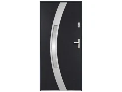 Porta De Entrada Em Aco Envidracado Com Inox De A.207 X L.100 Cm Cor Antracite Com Abertura Para A Esquerda - Trofa