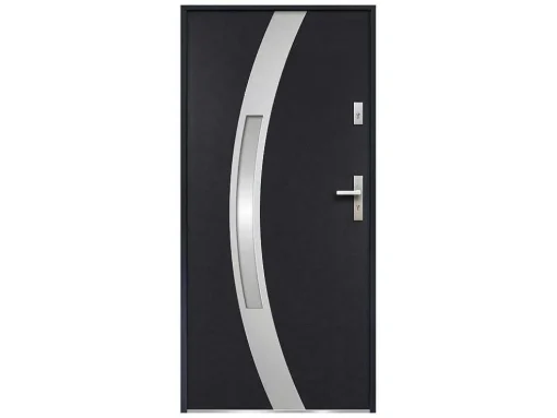 Porta De Entrada Em Aco Envidracado Com Inox De A.207 X L.100 Cm Cor Antracite Com Abertura Para A Esquerda - Trofa