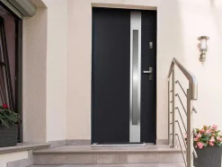 Porta De Entrada Em Aco Envidracado Com Inox De A.207 X L.100 Cm Cor Antracite Com Abertura Para A Esquerda - Braga