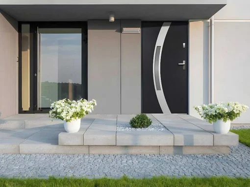 Porta De Entrada Em Aco Envidracado Com Inox De A.207 X L.100 Cm Cor Antracite Com Abertura Para A Esquerda - Trofa