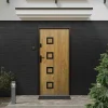 Porta De Entrada Em Aco Inox A207Xl100 Cm Efeito Carvalho, Abertura Para A Direita - Tifana