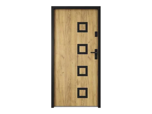 Porta De Entrada Em Aco Inox A207Xl100 Cm Efeito Carvalho, Abertura Para A Esquerda - Tifana