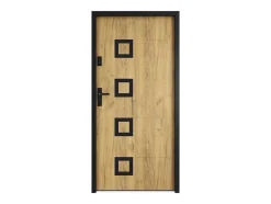 Porta De Entrada Em Aco Inox A207Xl100 Cm Efeito Carvalho, Abertura Para A Direita - Tifana