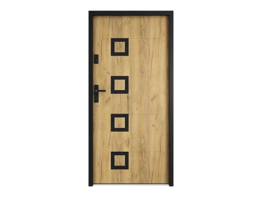 Porta De Entrada Em Aco Inox A207Xl100 Cm Efeito Carvalho, Abertura Para A Direita - Tifana