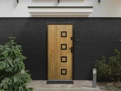 Porta De Entrada Em Aco Inox A207Xl100 Cm Efeito Carvalho, Abertura Para A Esquerda - Tifana