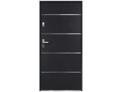 Porta De Entrada Em Aco Macico E Inox De A.207 X L.100 Cm Cor Antracite Com Abertura Para A Direita - Naxara